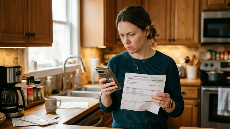 Person urgently comparing emergency funding options on phone during unexpected financial situation