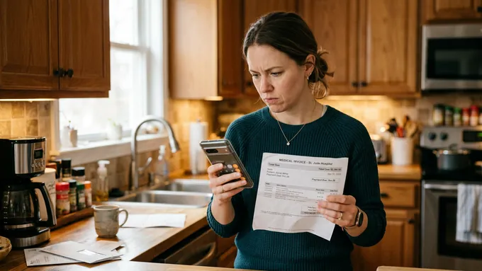 Person urgently comparing emergency funding options on phone during unexpected financial situation